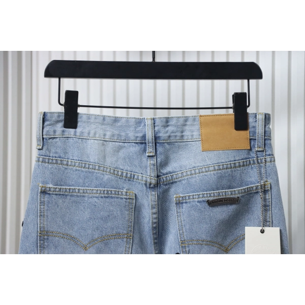 Chrome Hearts Black Cross Leather Patch Jeans