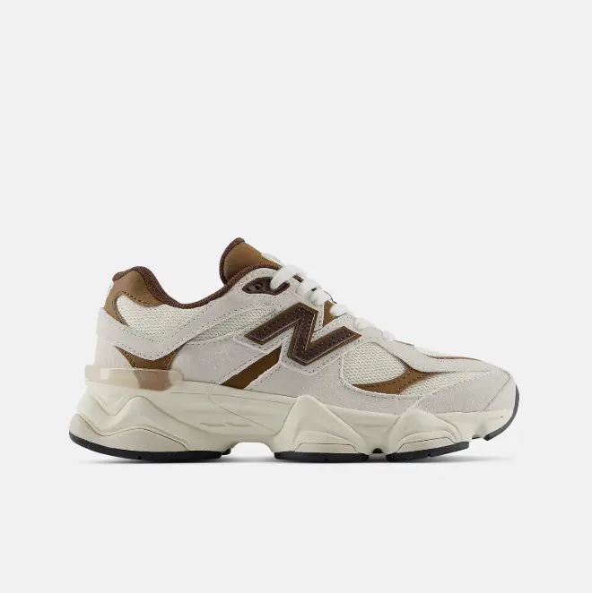 New Balance 9060 'Brown Sugar Latte' Youth / Women's Retro Look Shoes - Round Toe Lace-Up Solid Sports Footwear, School Shoes with Laces, Gym Running Walking, Lace Up Sneakers, Youth Fashion Shoes