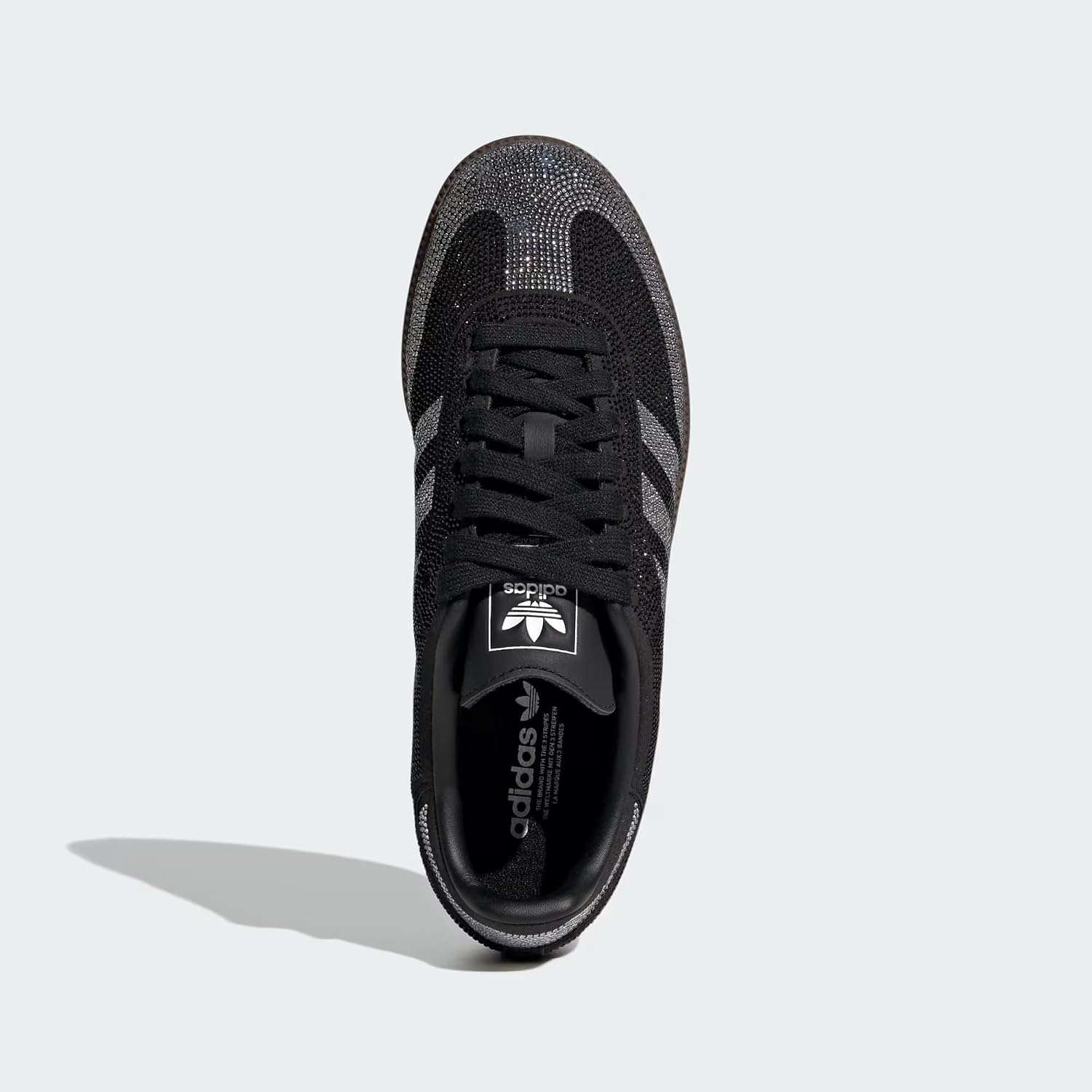 adidas Samba OG Rhinestone Black Silver, IH9052, Women's Sneakers with Crystals, Premium Black Leather and Silver Details