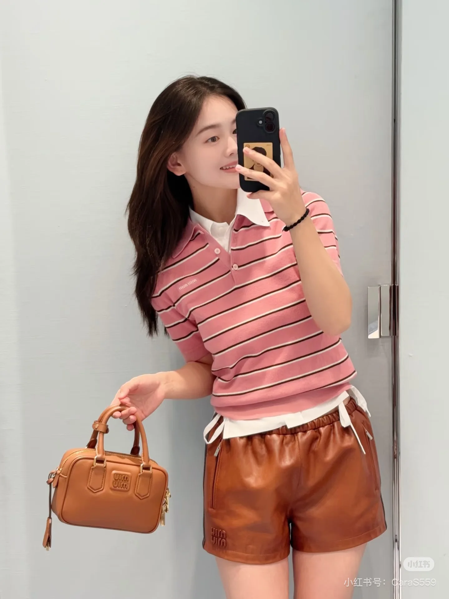 Miu NEW stripe polo