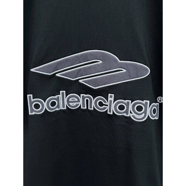 Balenciaga Clothes 3B Silhouette Ribbed V-neck Printed T-shirt Black/Dark Blue/Gray