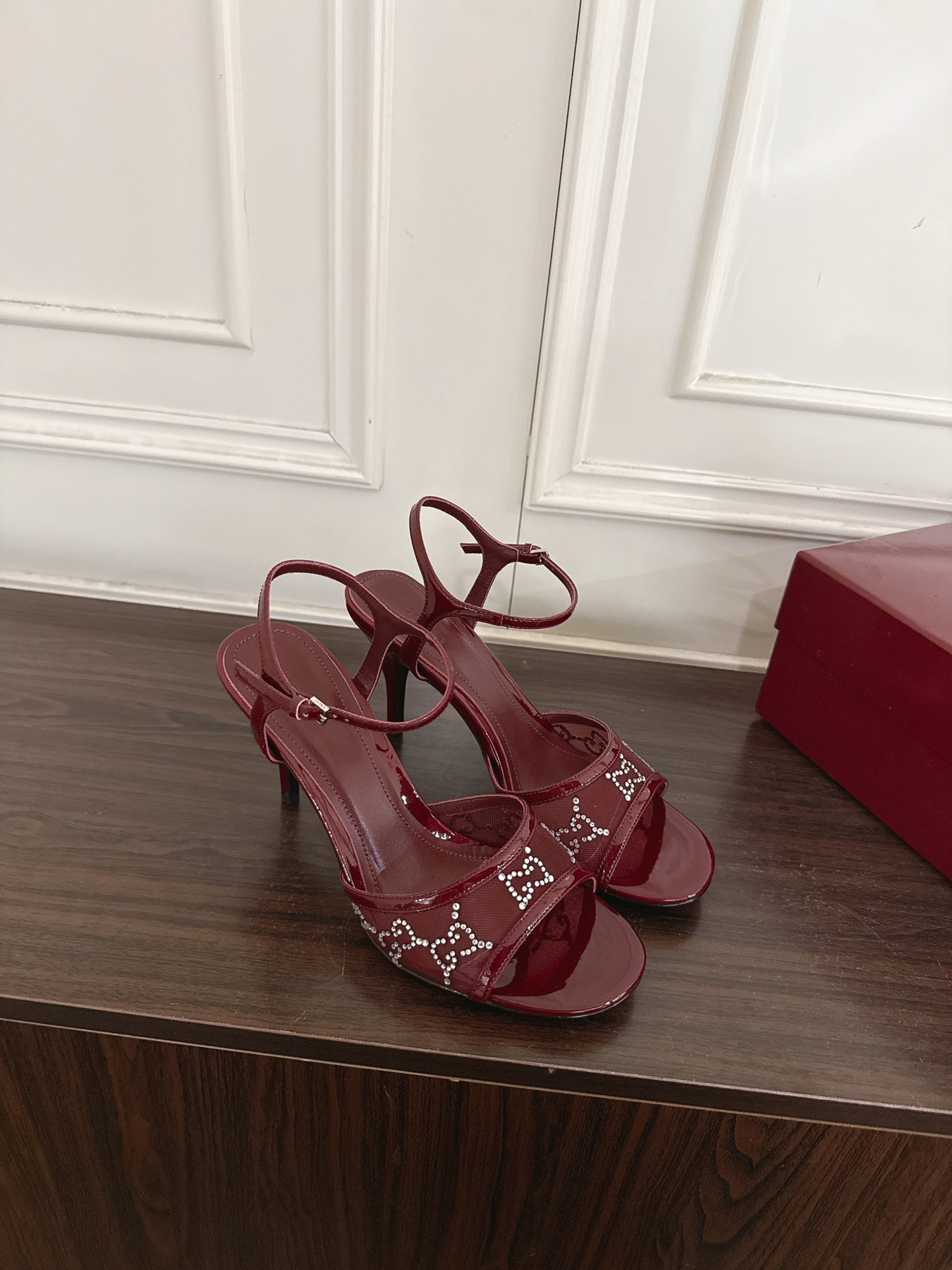 Guc NEW Crystal mesh series high-heeled sandals