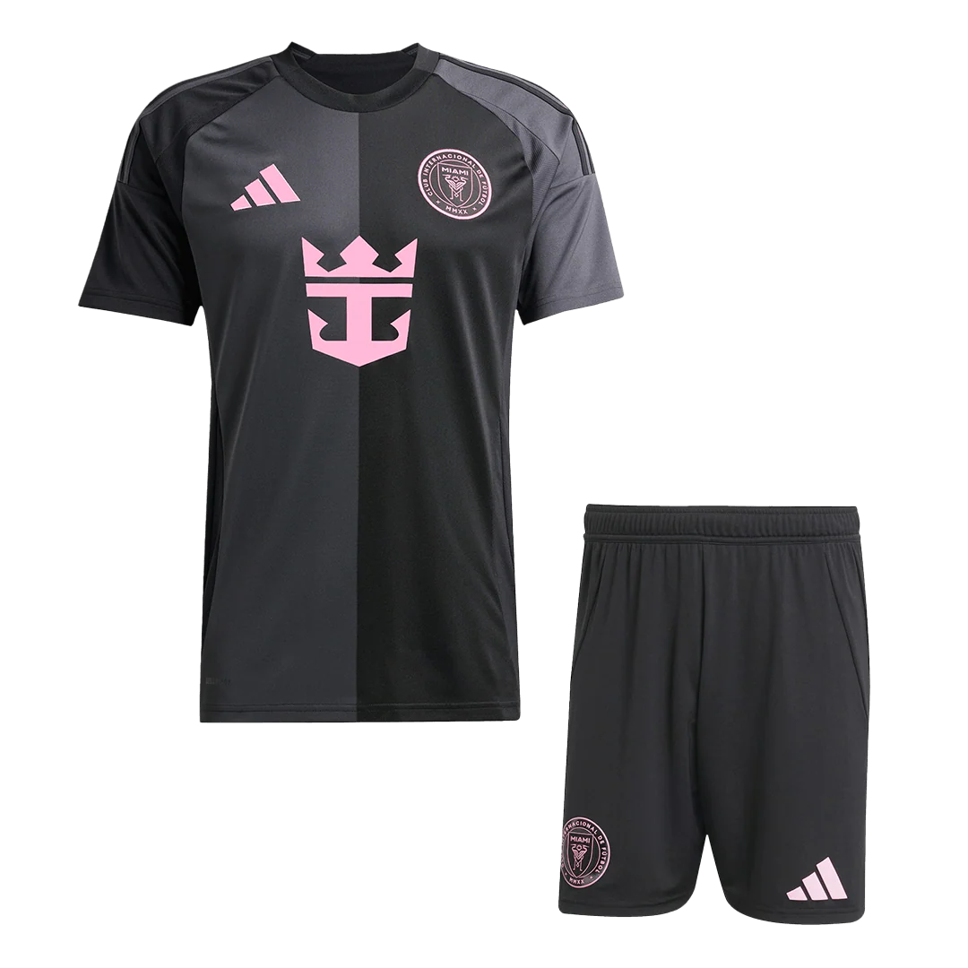Inter Miami Away Soccer Jersey Kit (Jersey+Shorts) 2025 Black&Gray