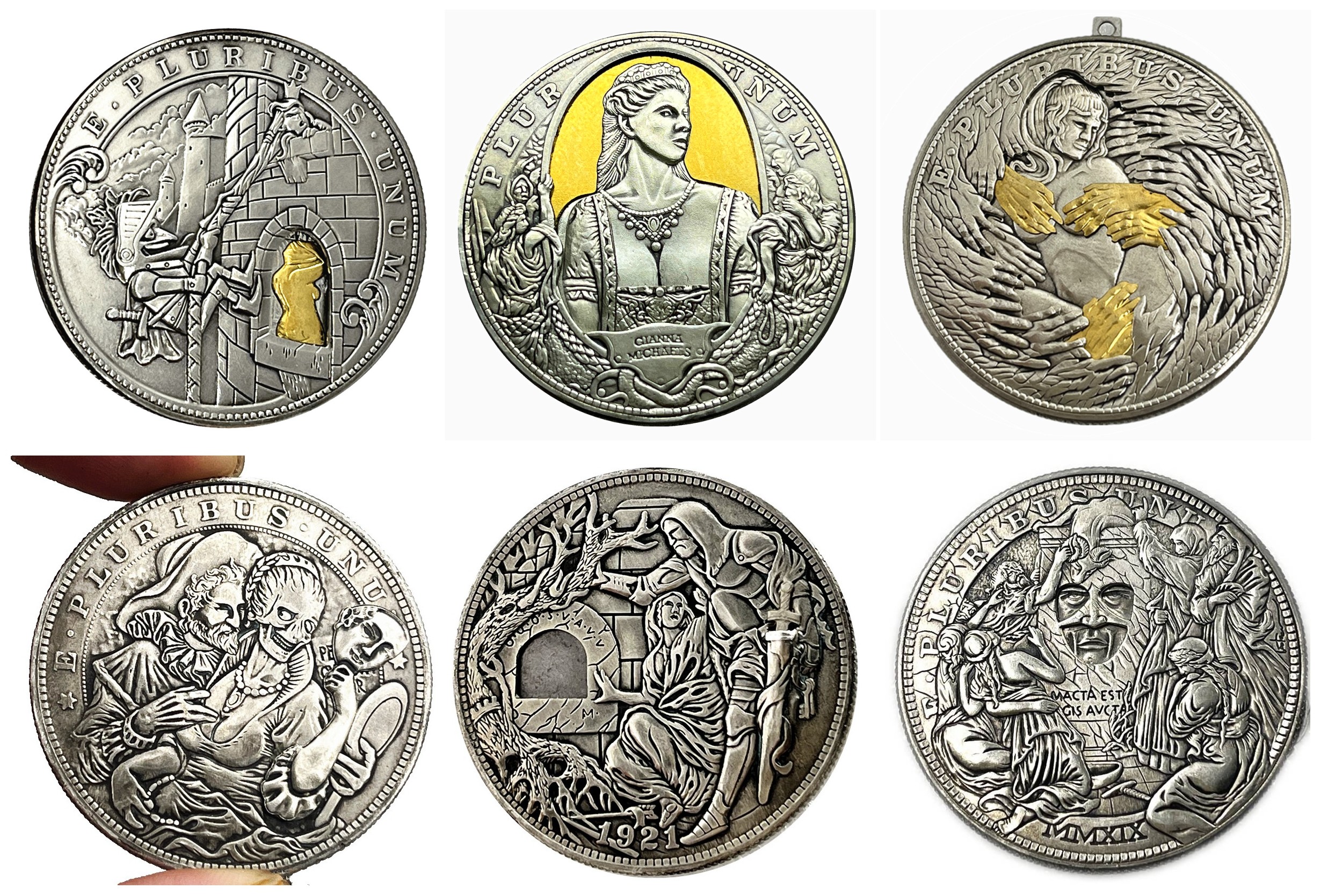 Customized Order 6pcs Movable Mechanical Coin Roman Booteen Amazing Art Token Hobo Nickel Morgan Dollar Magic Collectible Creative Gift Handmade Commemorative Coin