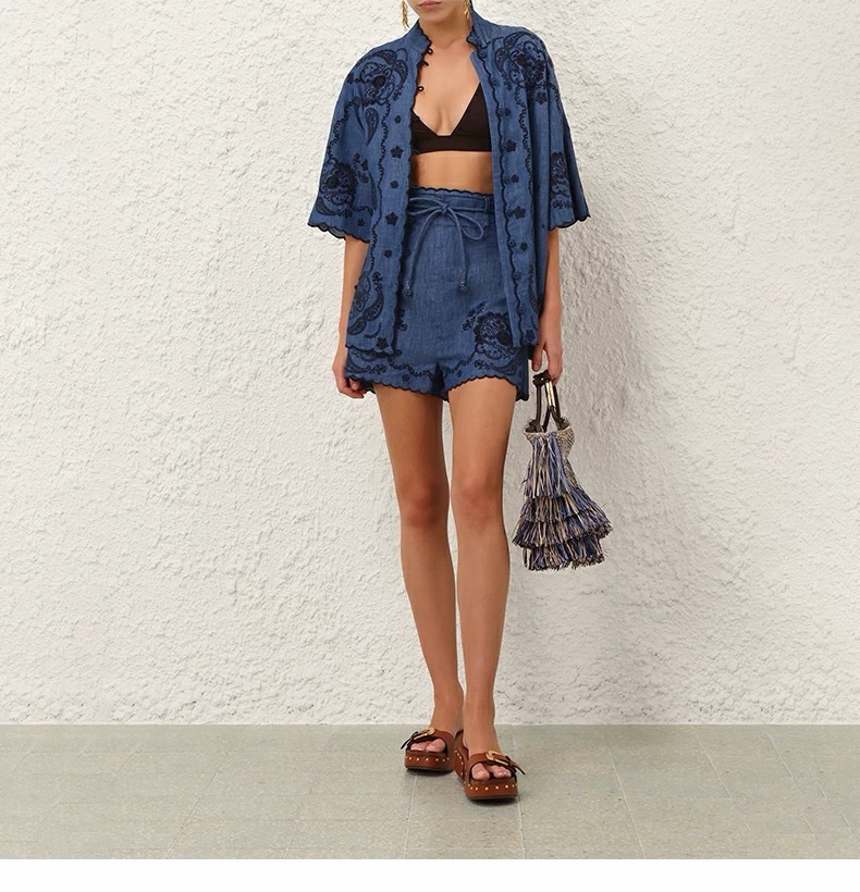 Zimm New Embroidered denim Shorts