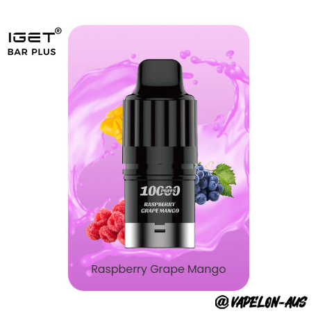 IGET BAR PLUS S3 POD 10000 Puffs - Raspberry Grape Mango