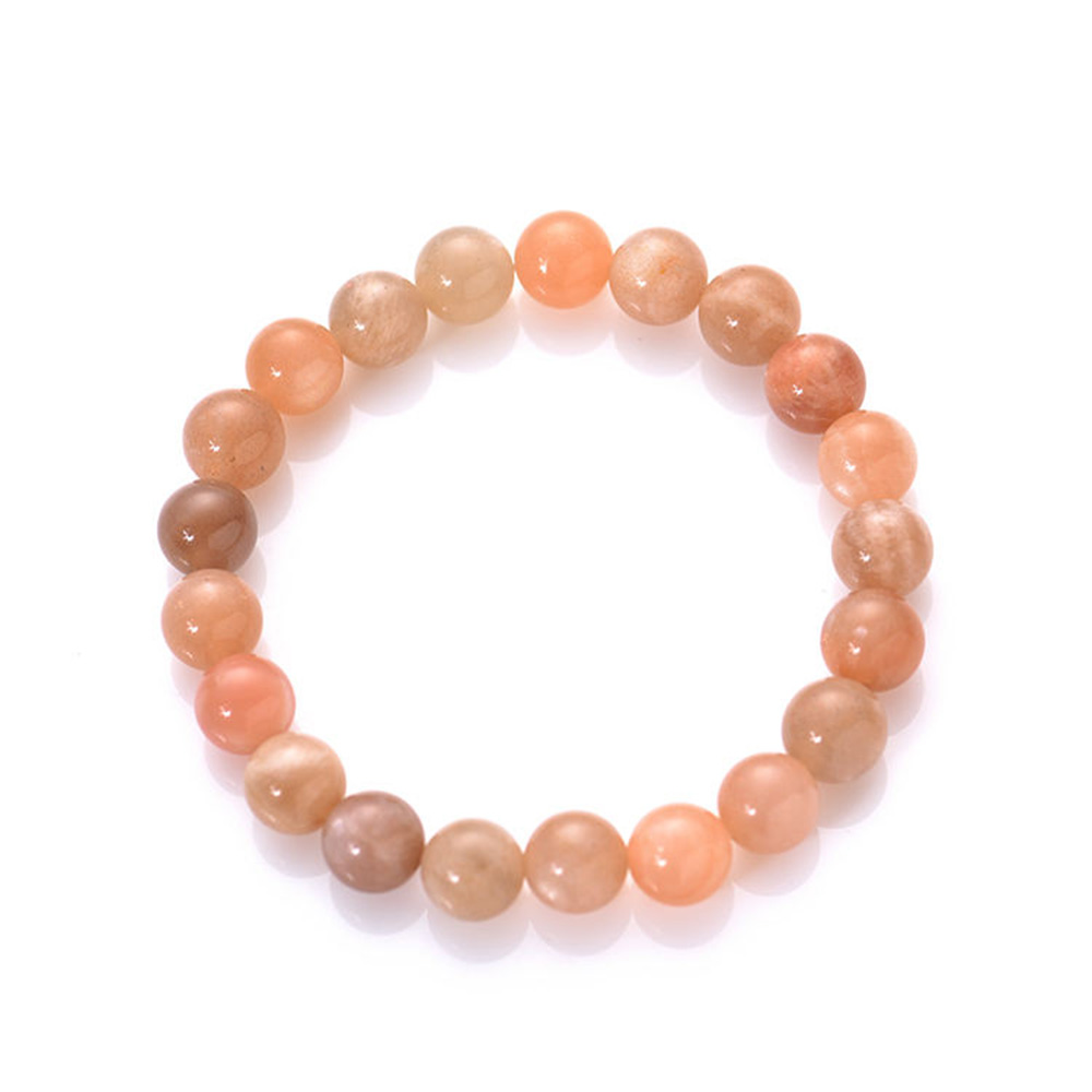 B30P-Minimalist Natural Sunstone Gemstone Beaded Stretch Bracelet for Women