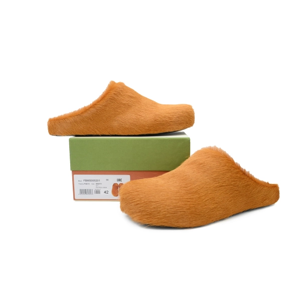 Marni Long-hair Calfskin Fussbett Sabot Yellowish Brown
