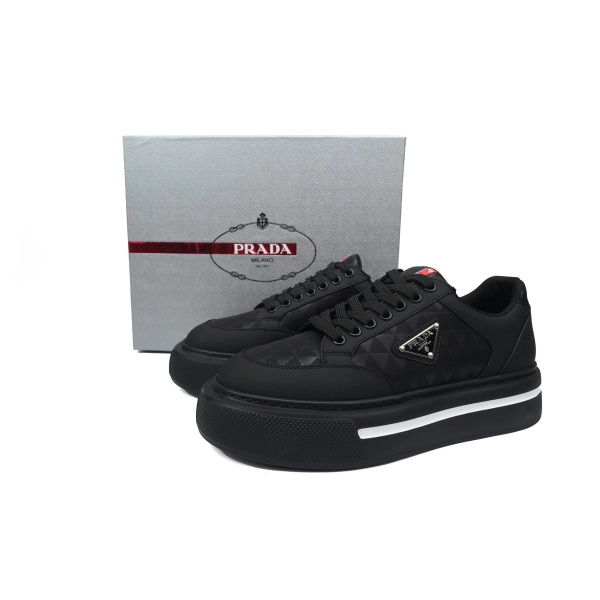 Prada Platform Sneakers Black Plaid