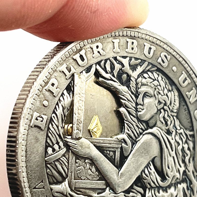 USA Movable Mechanical Coin 'Pandora`s Box' Roman Booteen Hobo Nickel Morgan Dollar Amazing Art Collectible Creative Gift Handmade Commemoration Coin