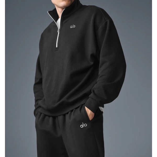 alo yoga Accolade 1/4 Zip Pullover Sportswear set Black