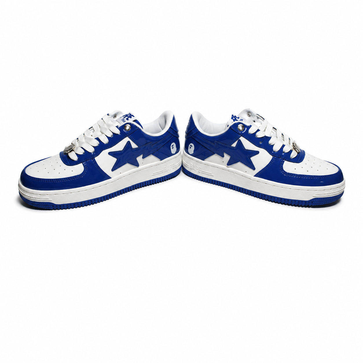 A Bathing Ape Bape StaPatent Leather White Blue (2023)(BapeSta)
