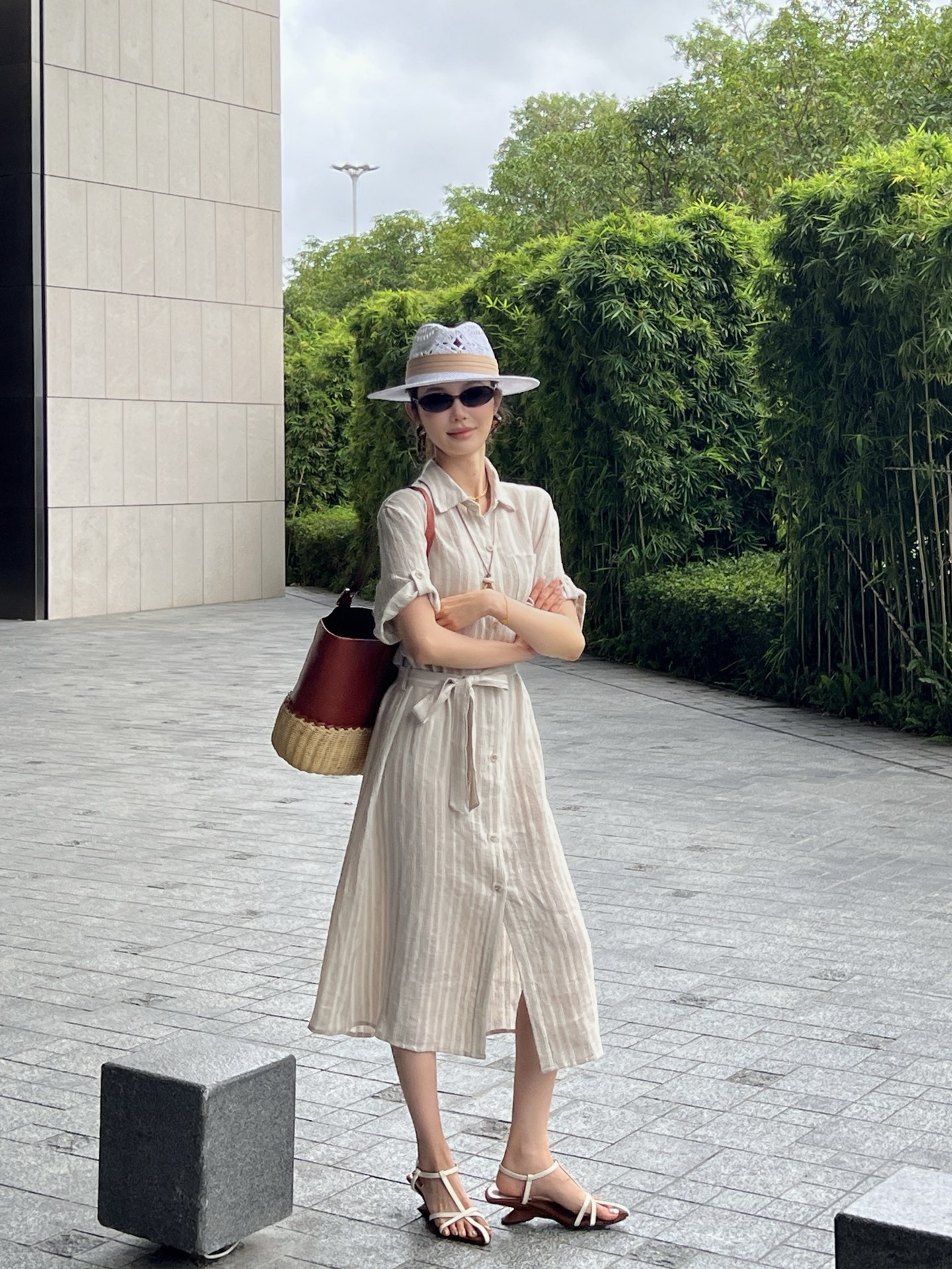 Loro New Striped linen dress