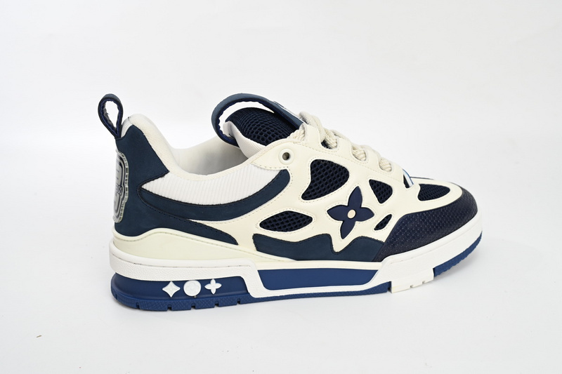 Pkkicks God Batch LOUIS VUITTON Leather lace up Fashionable Board Shoes Blue 51BCOLRB