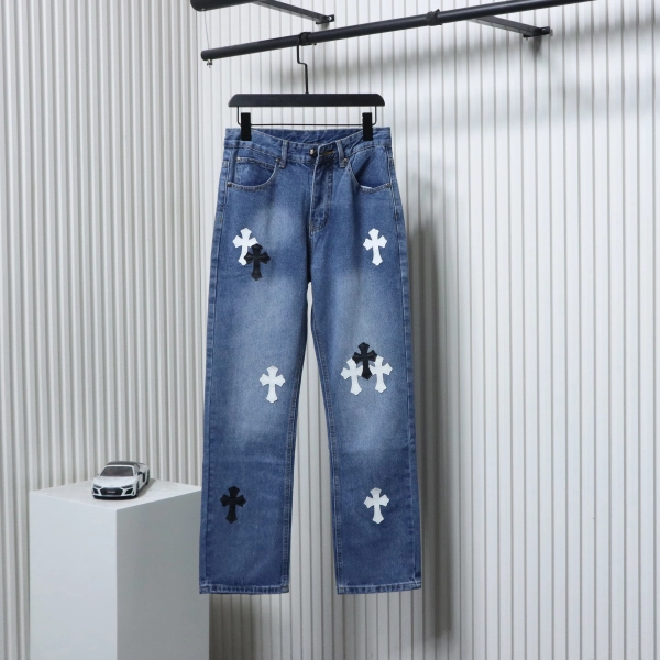 Chrome Hearts Miami Art Basel White Black Cross Patch Jeans
