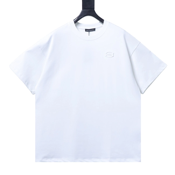 Balenciaga Clothes  Double Ring Appliqué Embroidered Short-Sleeve T-Shirt white