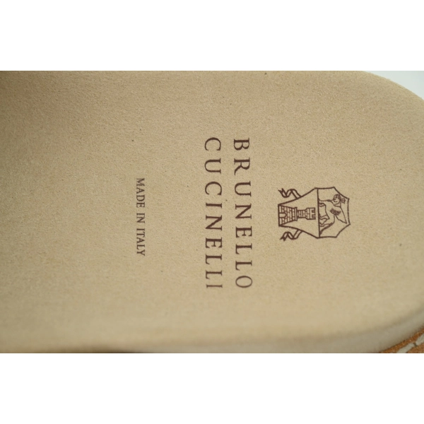 Brunello Cucinelli Suede Crisscross Slides Beige