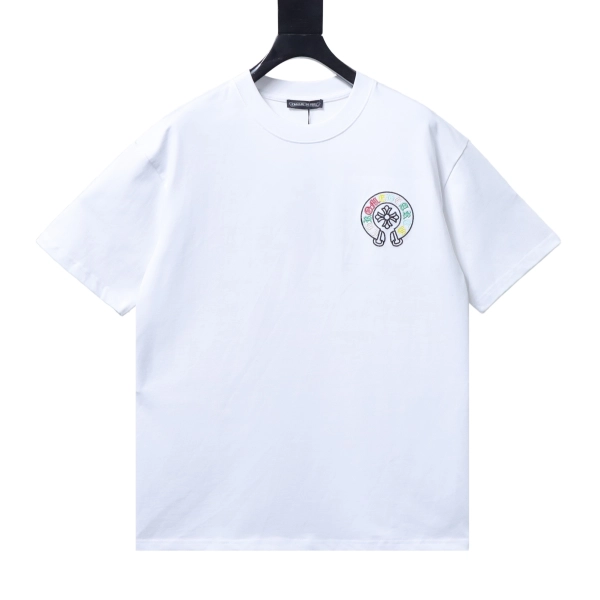 Chrome Hearts Colorful Cross Cluster Embroidered Short-Sleeve T-Shirt white