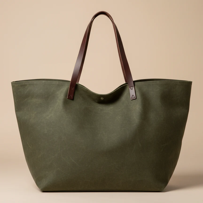 Olive Waxed Canvas Tote