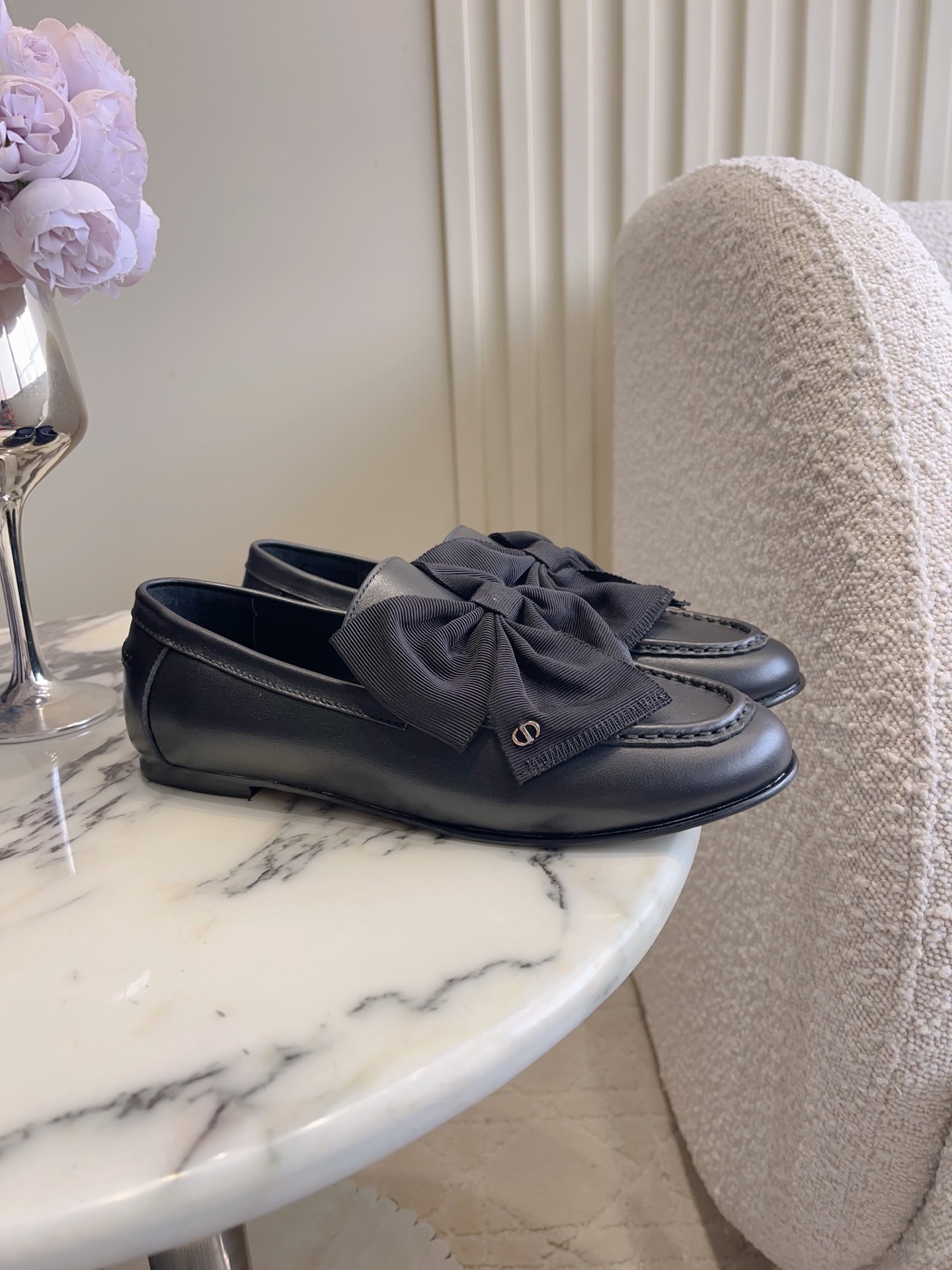 CD New Bowknot Loafer Small Leather Shoes