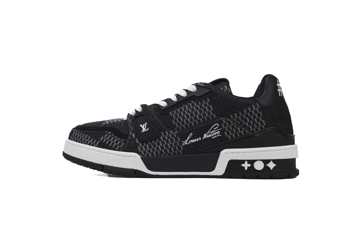 Pkkicks God Batch Louis Vuitton LV Trainer Black Damier 3D Denim 1AD6DX