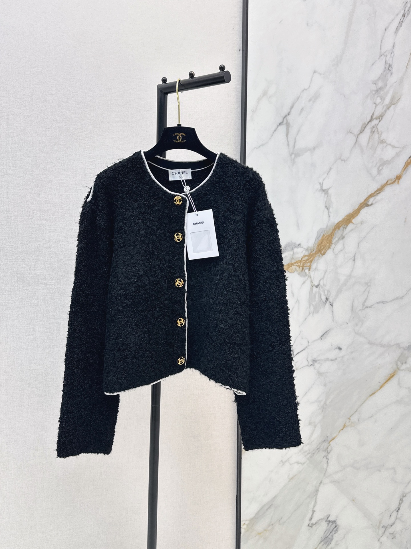 Chan New Color-Block Trim Knit Cardigan