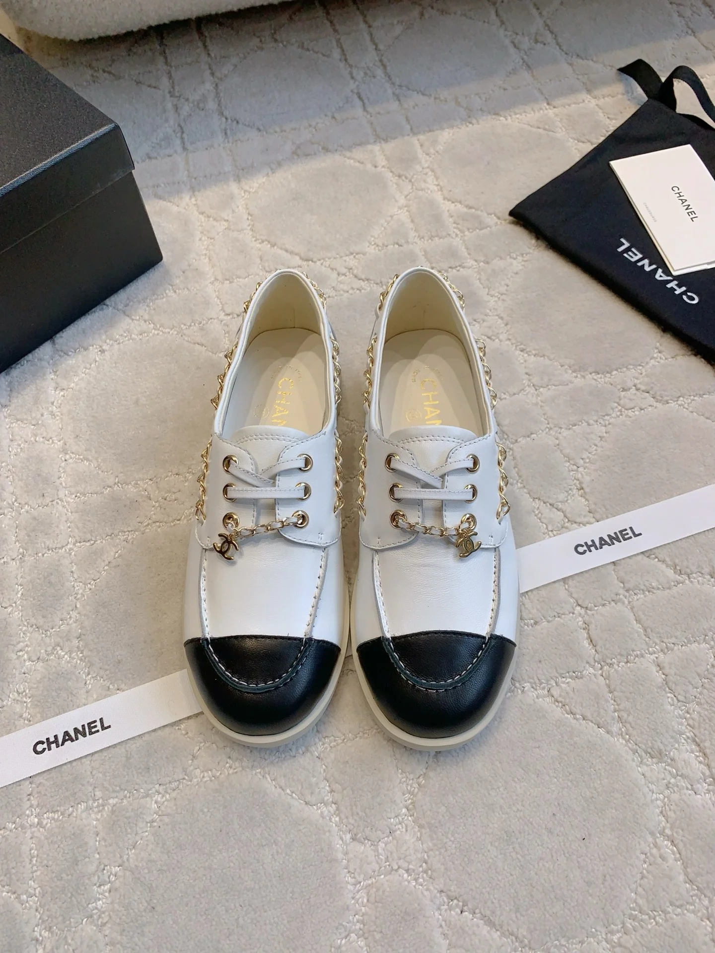 Chan New Chain Lace-Up Flats