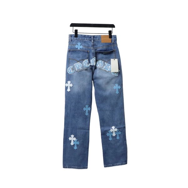 Chrome Hearts Miami Art Basel White Blue Cross Patch Jeans