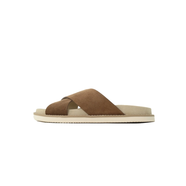 Brunello Cucinelli Suede Crisscross Slides Brown