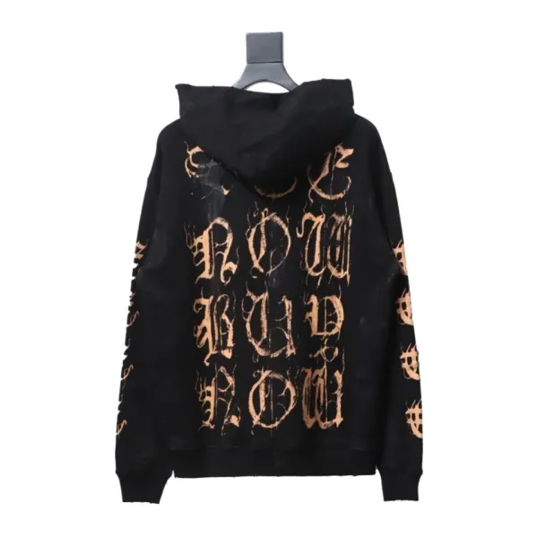 Balenciaga Clothes Metal Logo Printed Splattered Cotton Hoodie Black Brown