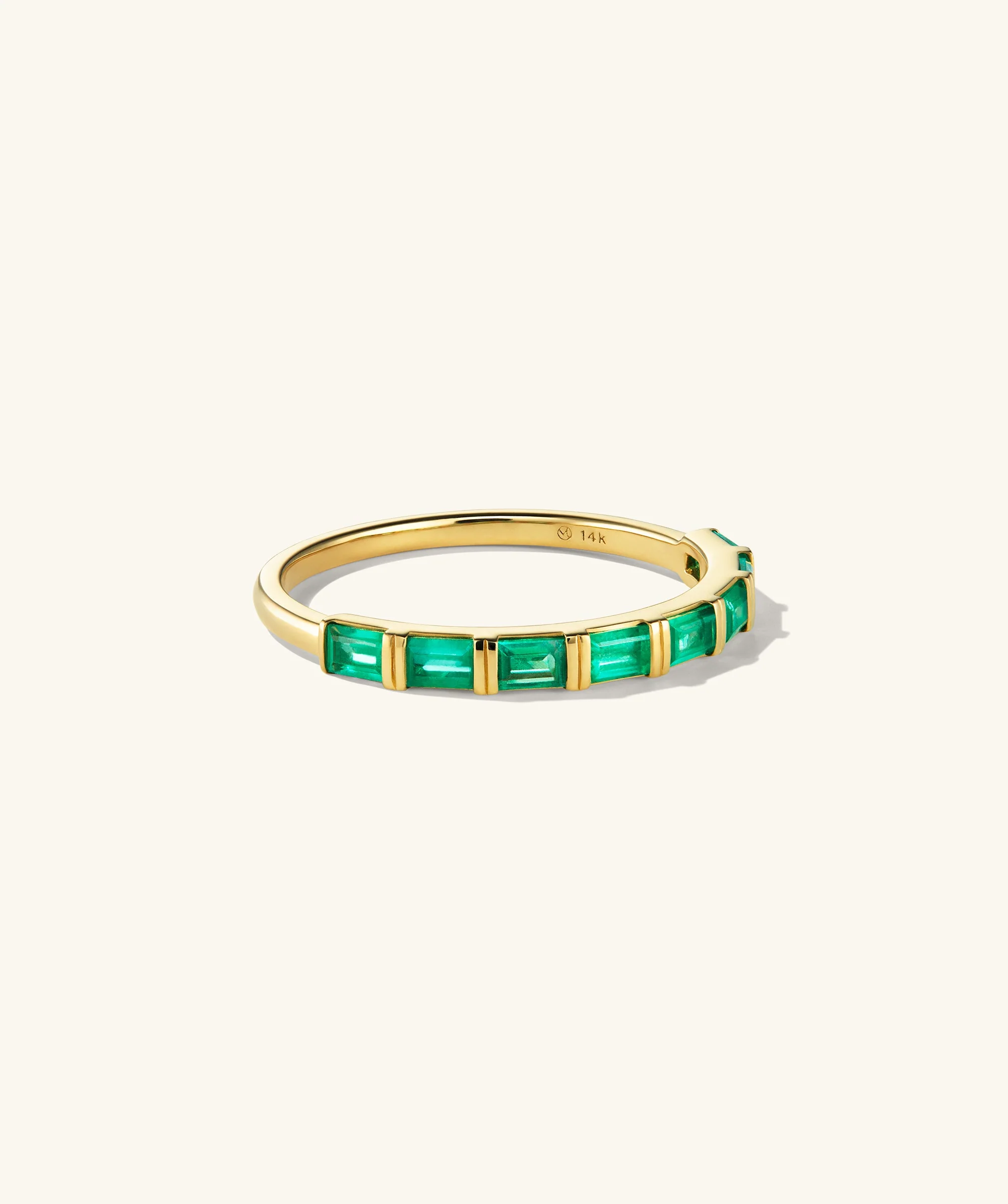 Baguette Emerald Half Eternity Band