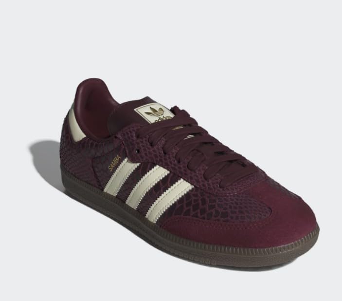 adidas Samba Og W - Women's 3-Stripe Retro Sneakers, Maroon, 24.5 cm