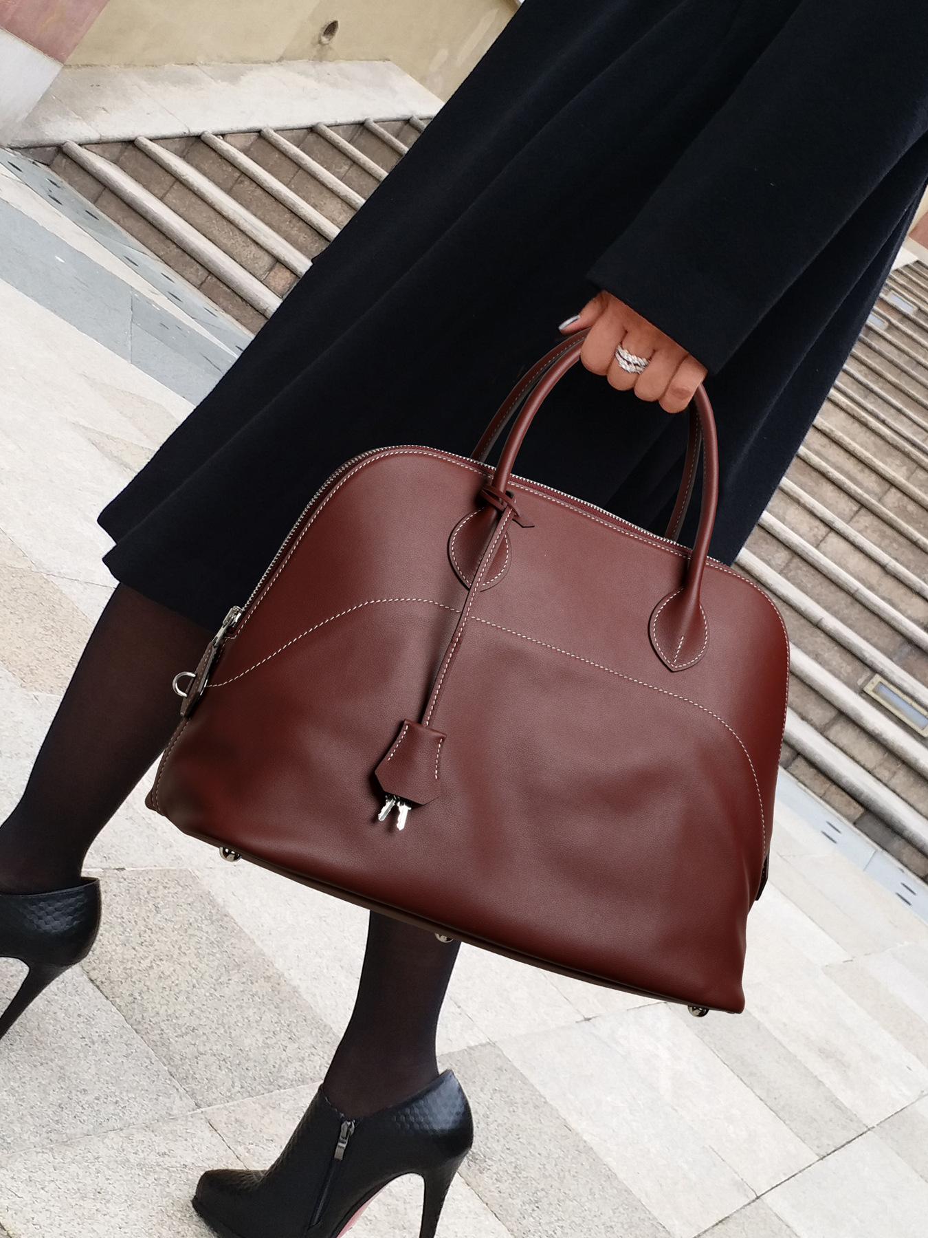 Glossy Cognac Brown Patent Leather Doctor Satchel