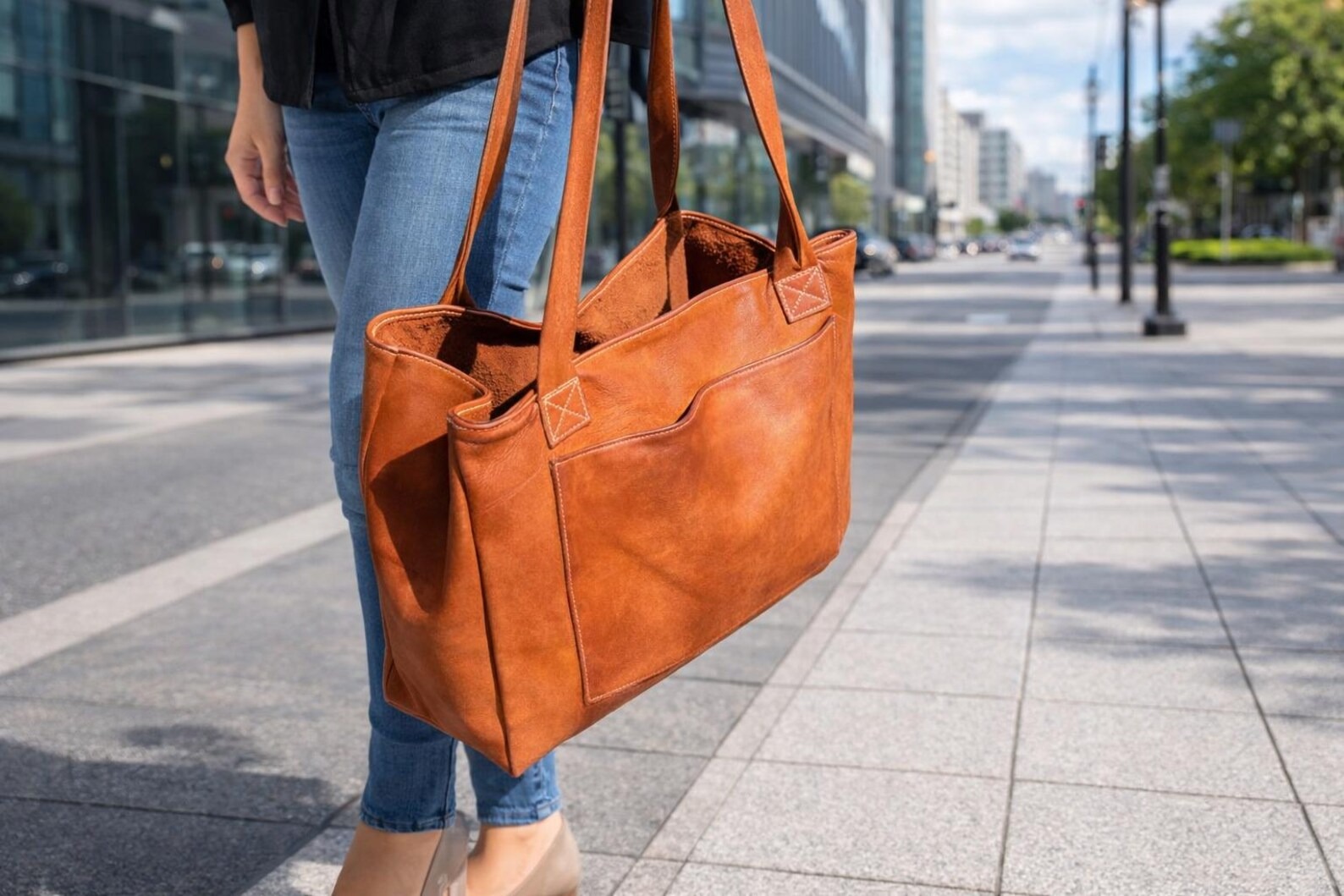 The Soft Washed Leather Shoulder Bag