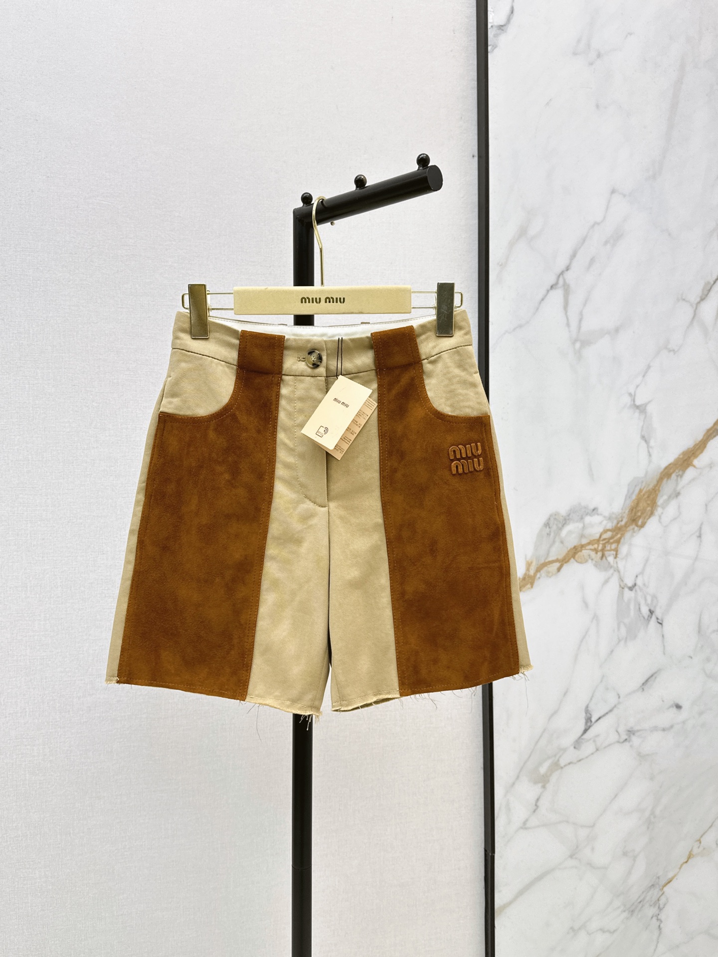 Miu New Suede Splice shorts