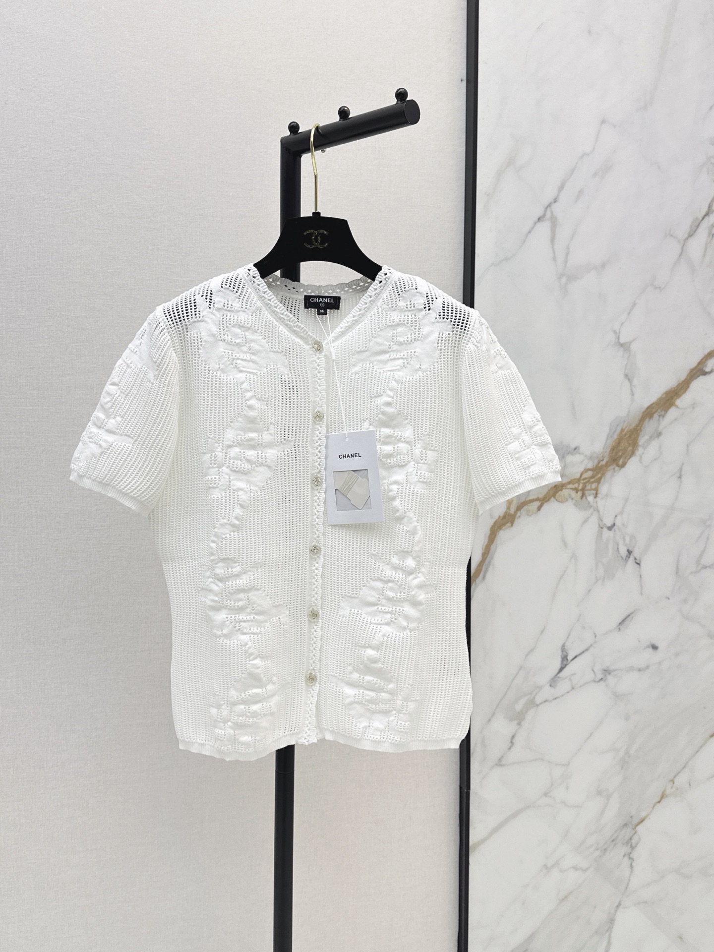 Chan New Hollow-out knitted cardigan