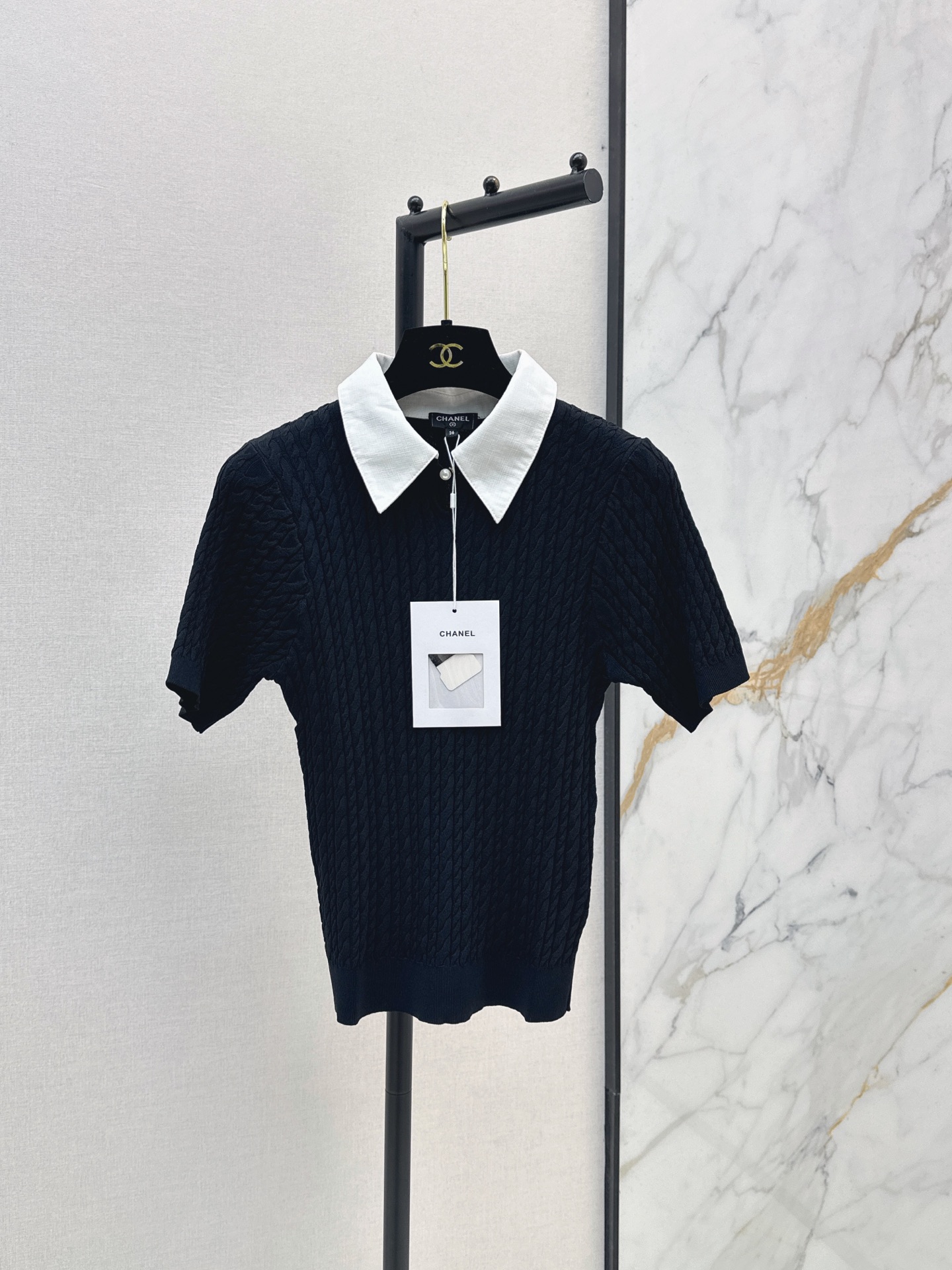 Chan New Color-block knitted short sleeve