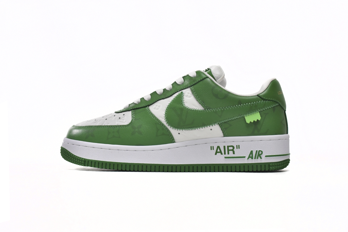 Pkkicks God Batch LOUIS VUITTON x Nike Air Force 1 White Green 7108-6