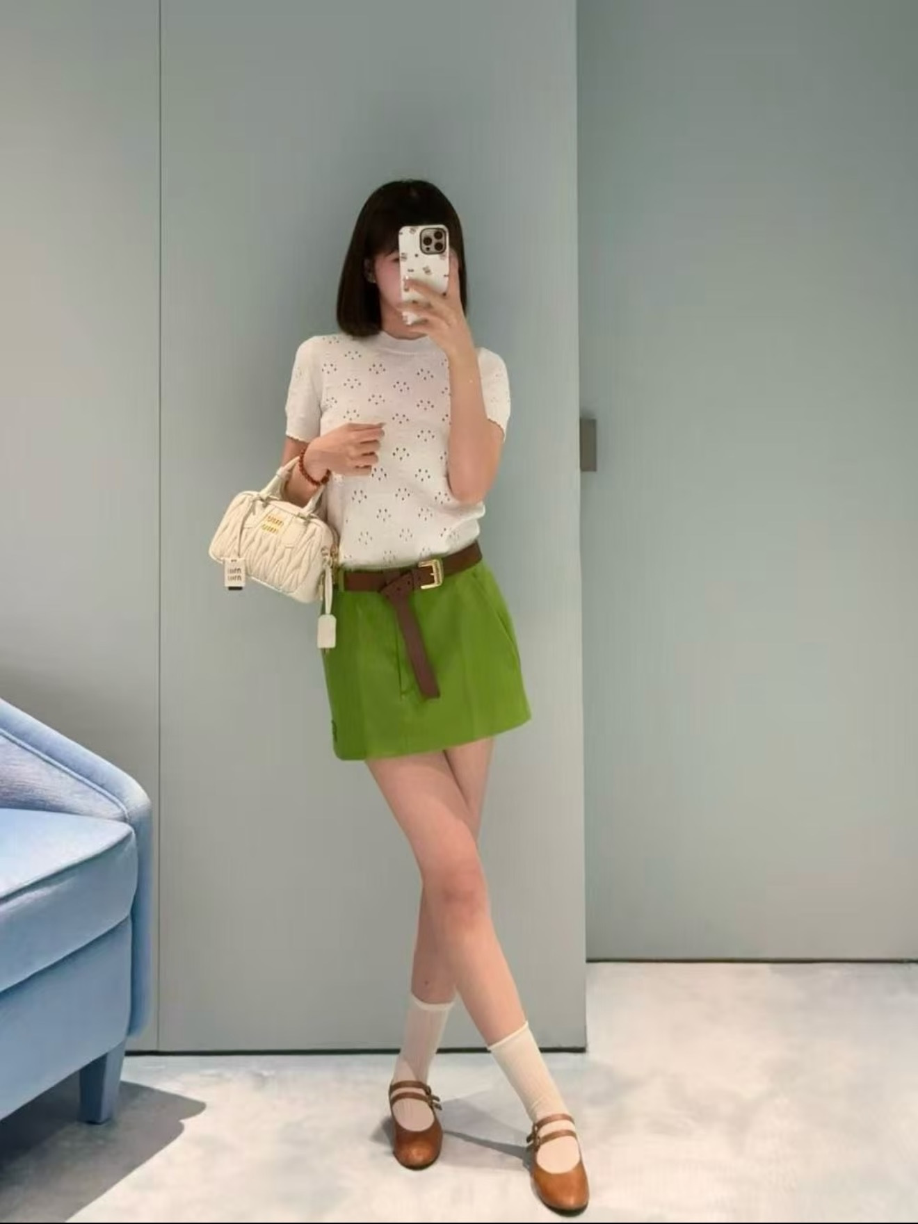 Miu New Knitted Hollow Top
