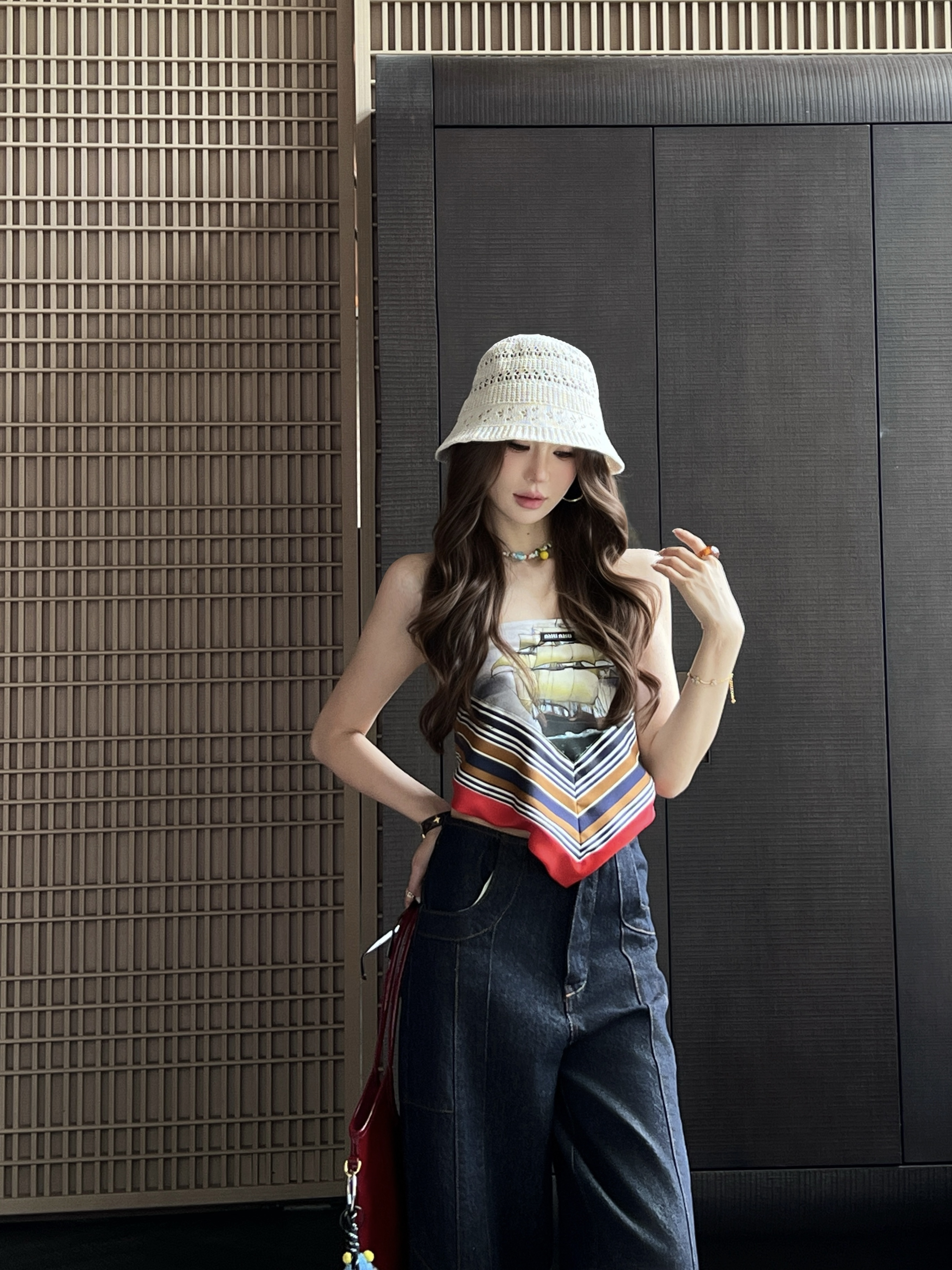 Miu New print tupe top