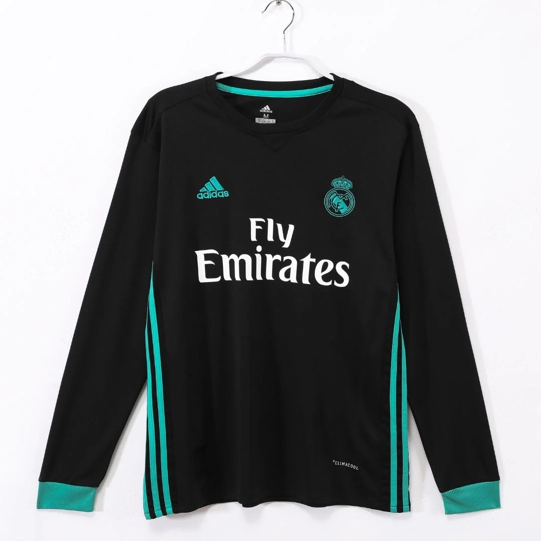 Real Madrid 2017/18 Away Long Sleeve Retro Soccer Jersey