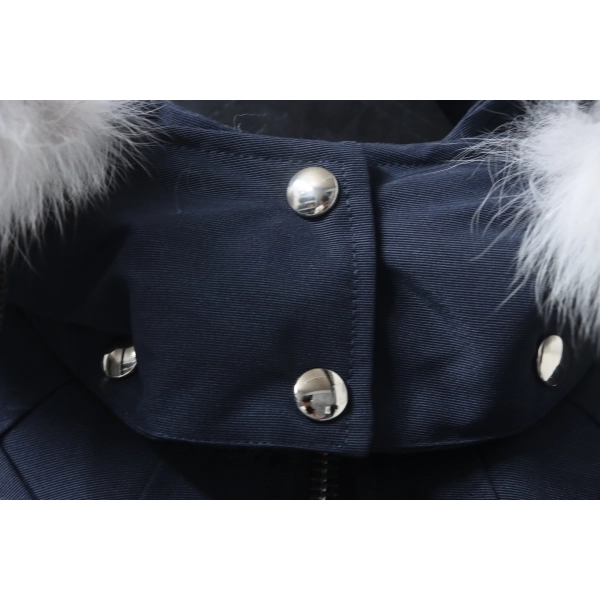 Moose Knuckles  Debbie Shearling Bomber Jacket Dark Blue With A Pom-Pom