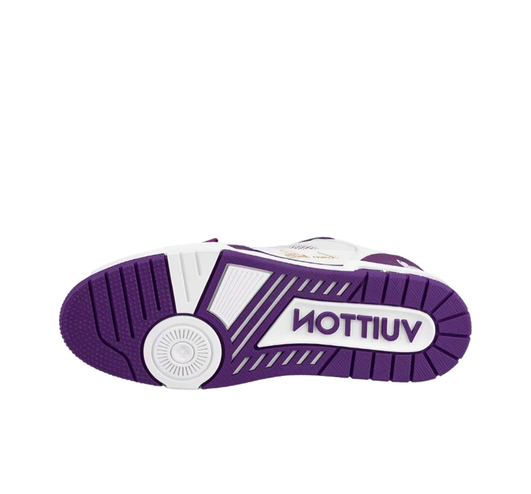 Pkkicks God Batch LOUIS VUITTON Trainer Monogram Strap White Purple