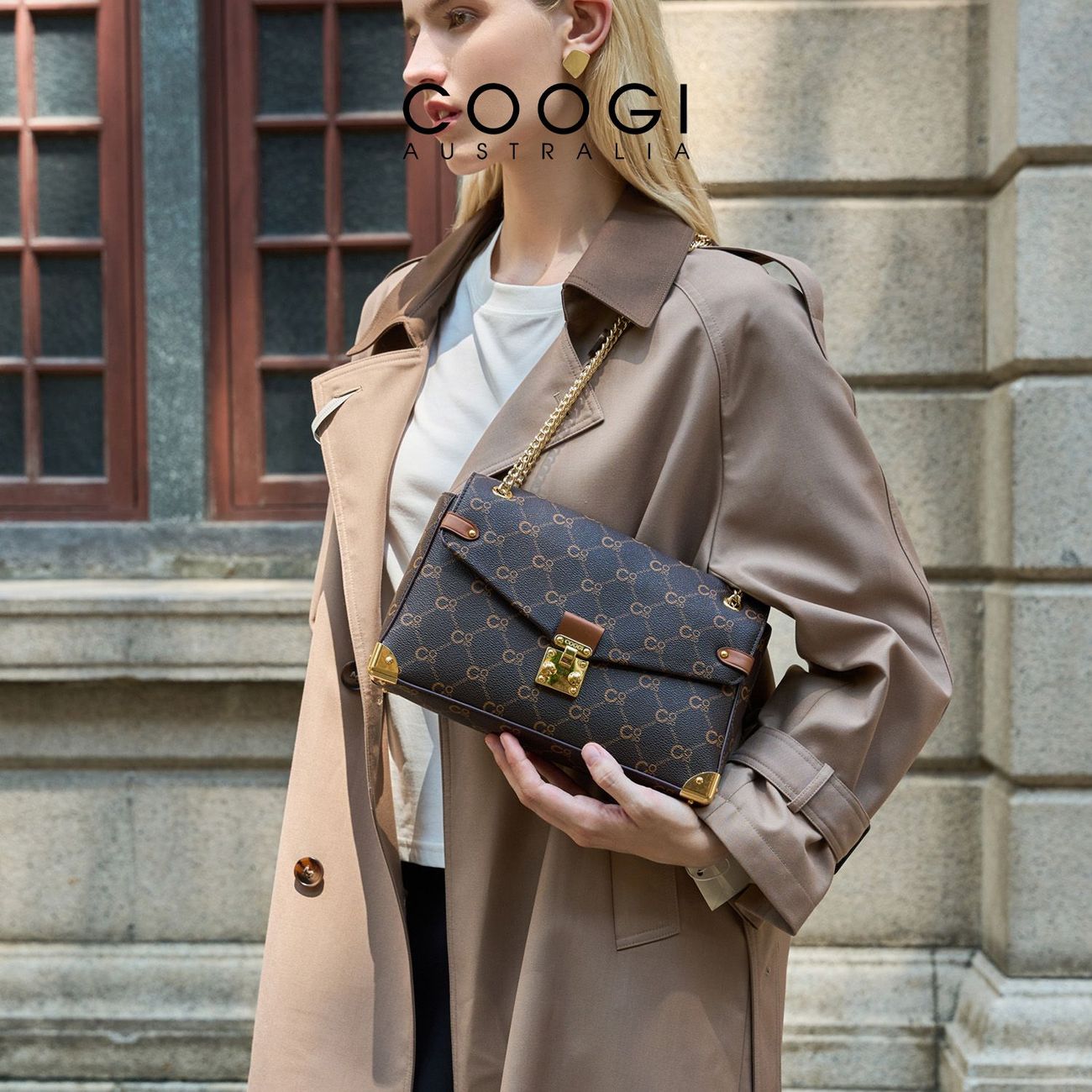 [COOGI] small square bag 2026 new messenger bag ladies real leather bag commuter slung shoulder bag girlfriend gift