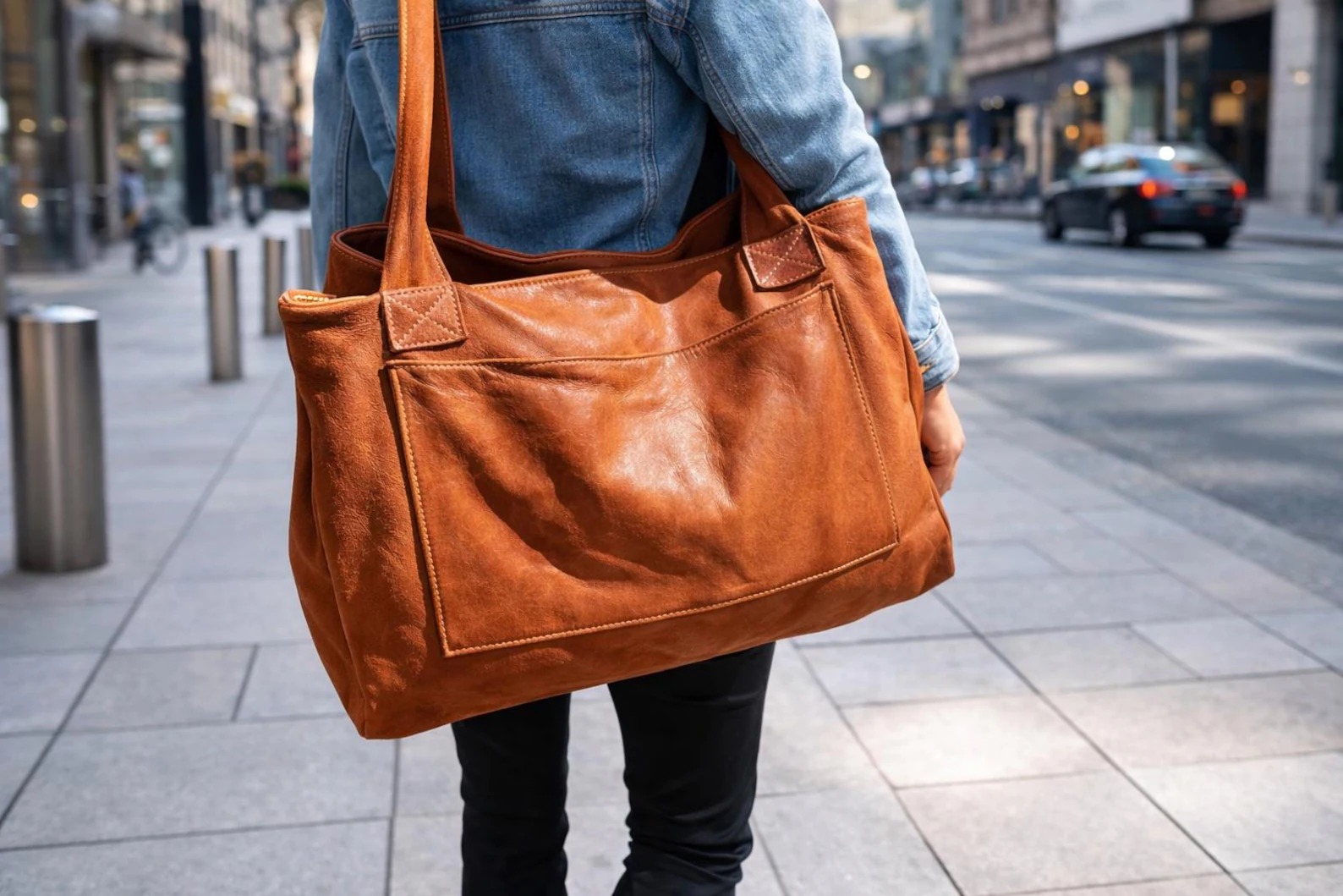 The Soft Washed Leather Shoulder Bag
