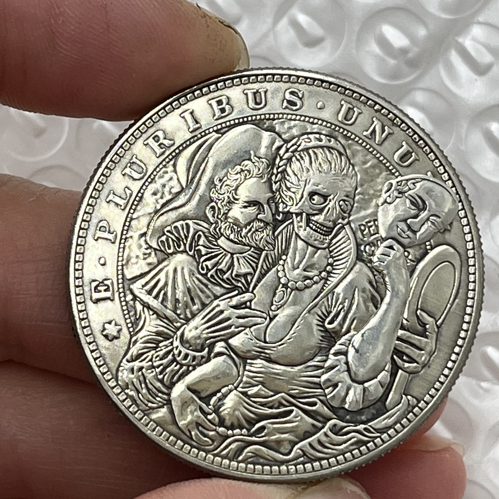 USA Movable Mechanical Coin Roman Booteen Hobo Nickel Morgan Dollar Mask Girl Moving Mask Amazing Art Collectible Creative Gift Handmade Commemoration Coin