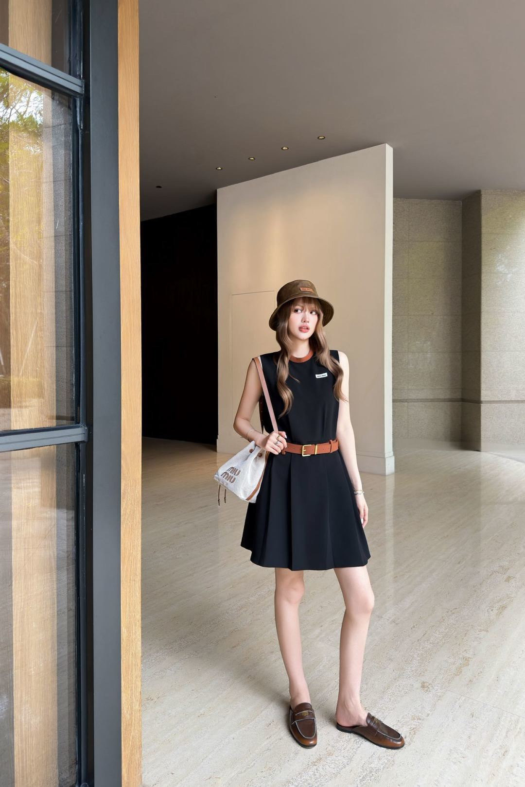 Miu New sleeveless belted dress