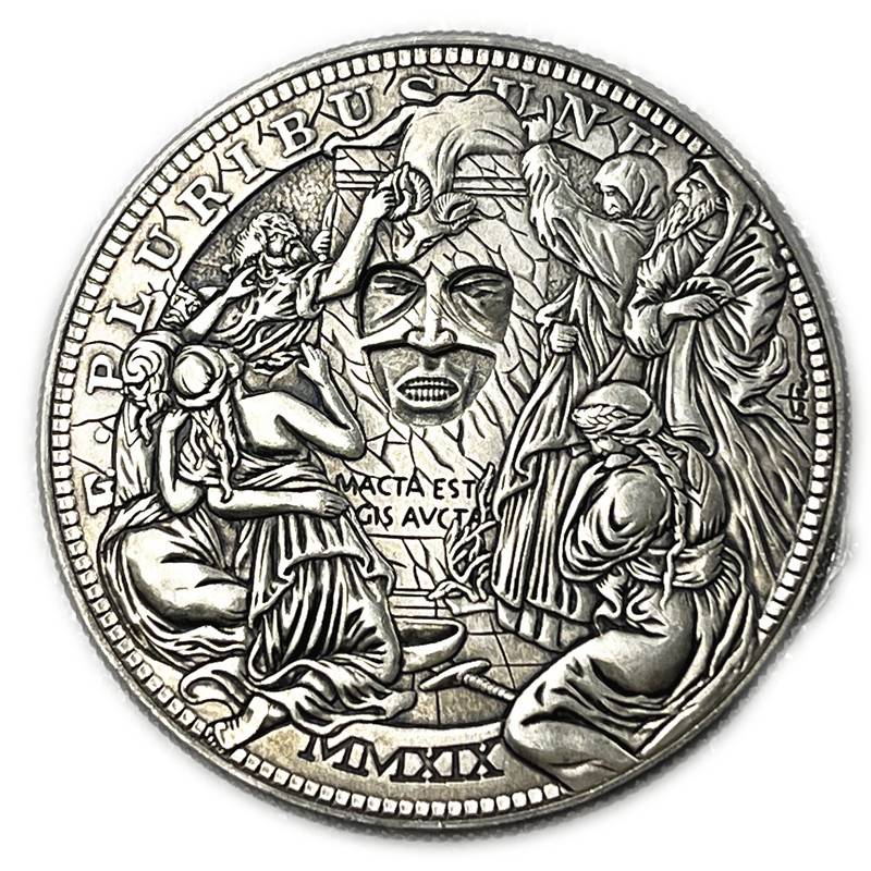 Movable Mechanical Coin 'Changing Faces' Roman Booteen Coin Hobo Nickel Morgan Dollar Amazing Art Collectible Creative Gift Handmade Commemoration Coin