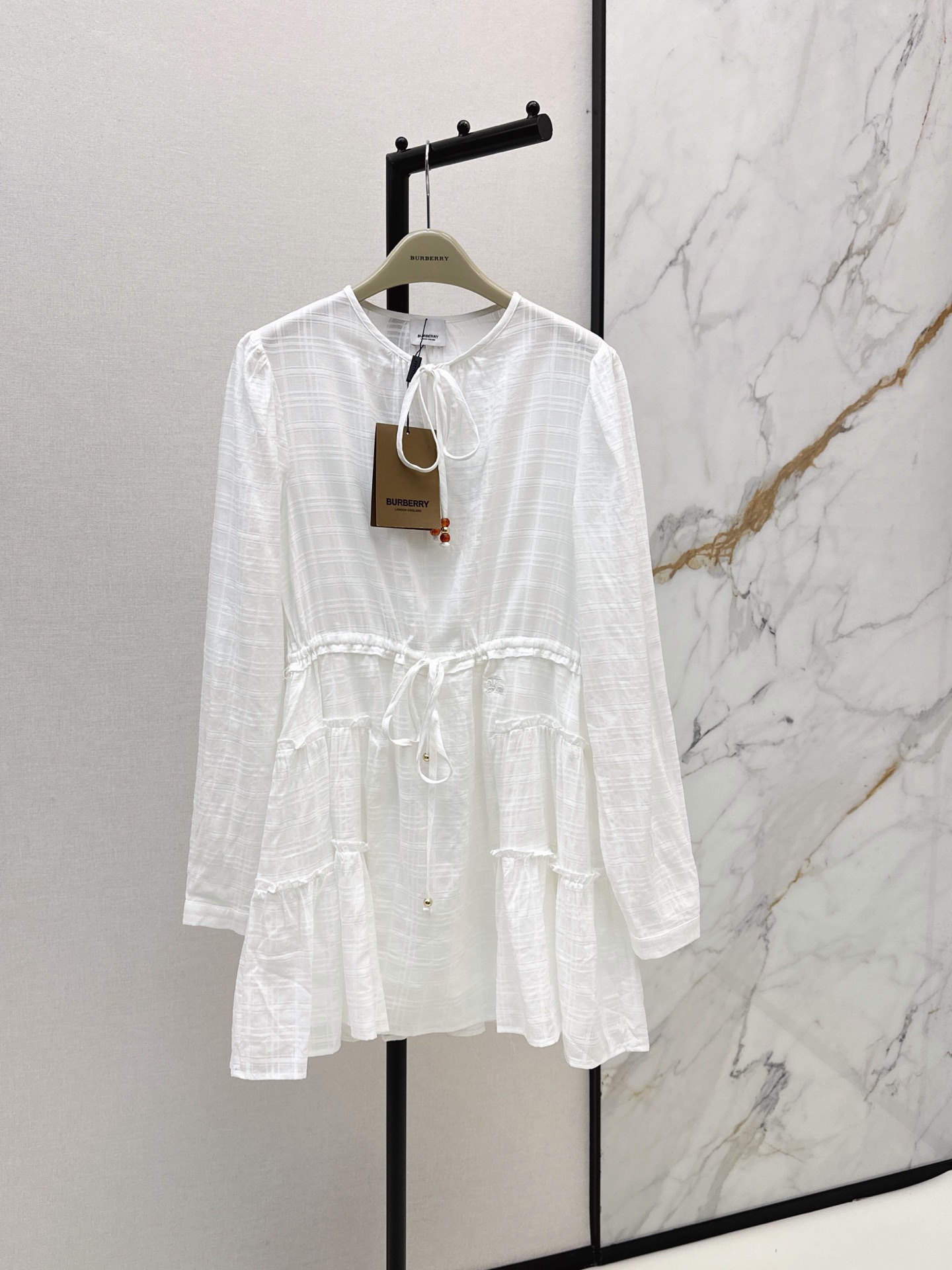 Bur New Plaid Drawstring Waist Dress