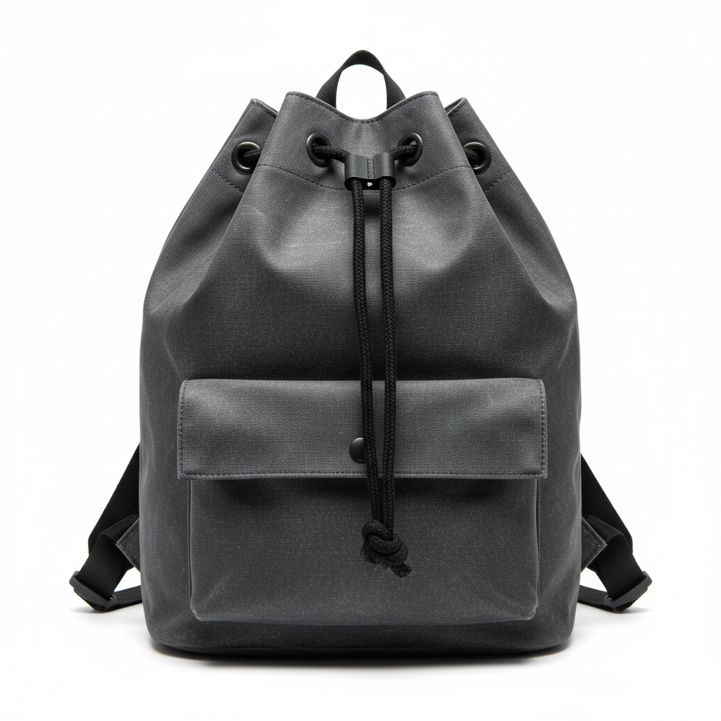 Charcoal Canvas Drawstring Bag